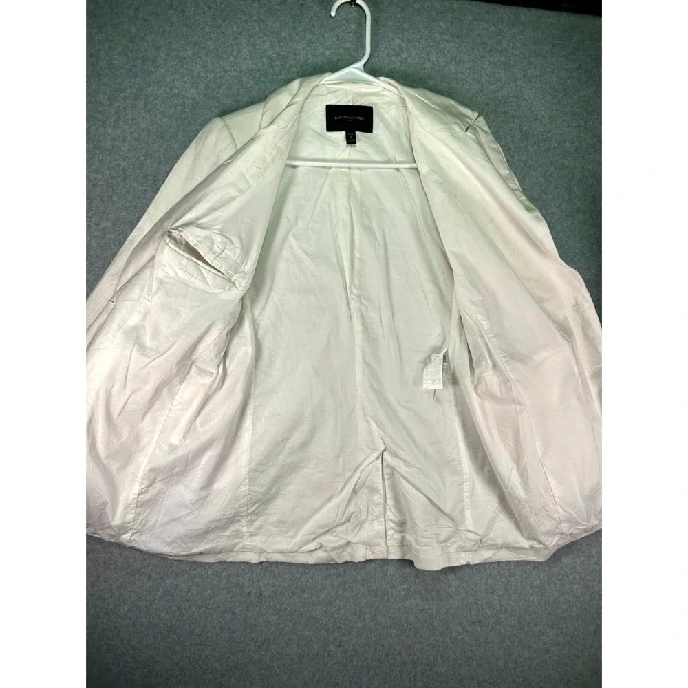 Banana Republic Blazer Jacket Womens 4 Petite White Linen Cotton Single Breasted